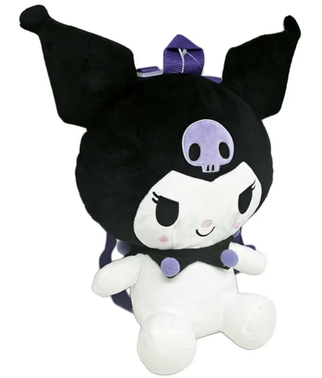 Sanrio Licensed 16 in KUROMI Anime Plush With Backpack Strap Small Zipper Compartment