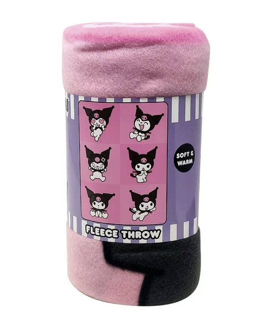 Sanrio Kuromi Throw Blanket 45" x 60" Evil Cute Expressions Pink