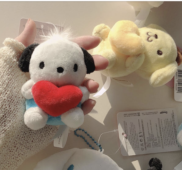 Sanrio Character Stuffed Animal Plush Toy Bag Keychain Heart