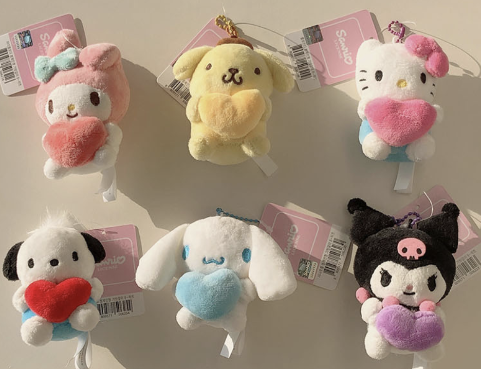 Sanrio Character Stuffed Animal Plush Toy Bag Keychain Heart