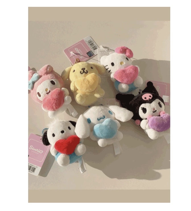 Sanrio Character Stuffed Animal Plush Toy Bag Keychain Heart