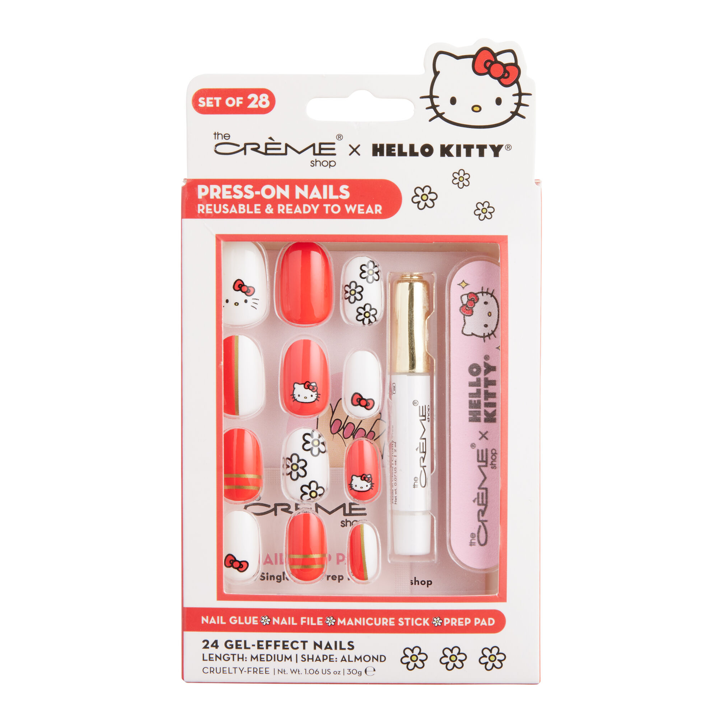 Hello Kitty Reusable Press On Nail Kit 24 Piece