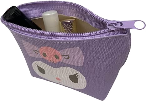 Sanrio Kuromi Face Boat Type Cosmetics Small Pouch Bag 4.3 in (W) × 3 in (H) × 2 in (D)