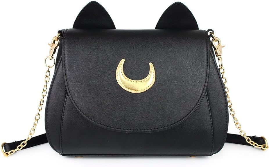 Moon Luna Cat Purses Pu Leather Gothic Purse Cosplay Moon Sailor Bag Handbags Shoulder Bags