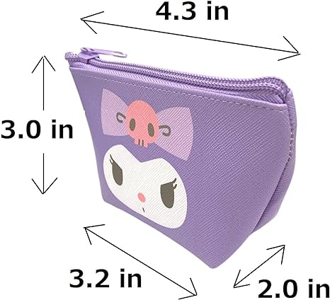 Sanrio Kuromi Face Boat Type Cosmetics Small Pouch Bag 4.3 in (W) × 3 in (H) × 2 in (D)