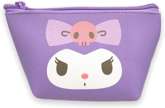 Sanrio Kuromi Face Boat Type Cosmetics Small Pouch Bag 4.3 in (W) × 3 in (H) × 2 in (D)