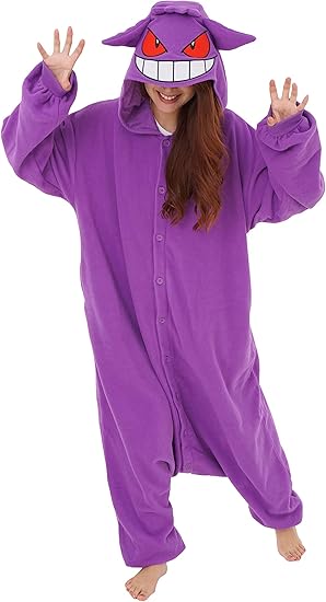 SAZAC Gengar Kigurumi - Onesie Jumpsuit Halloween Costume (Adults))