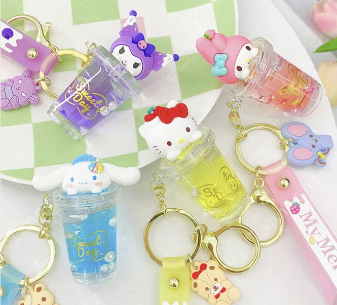 Sanrio Boba Cup Liquid  Keychain Backpack Charm