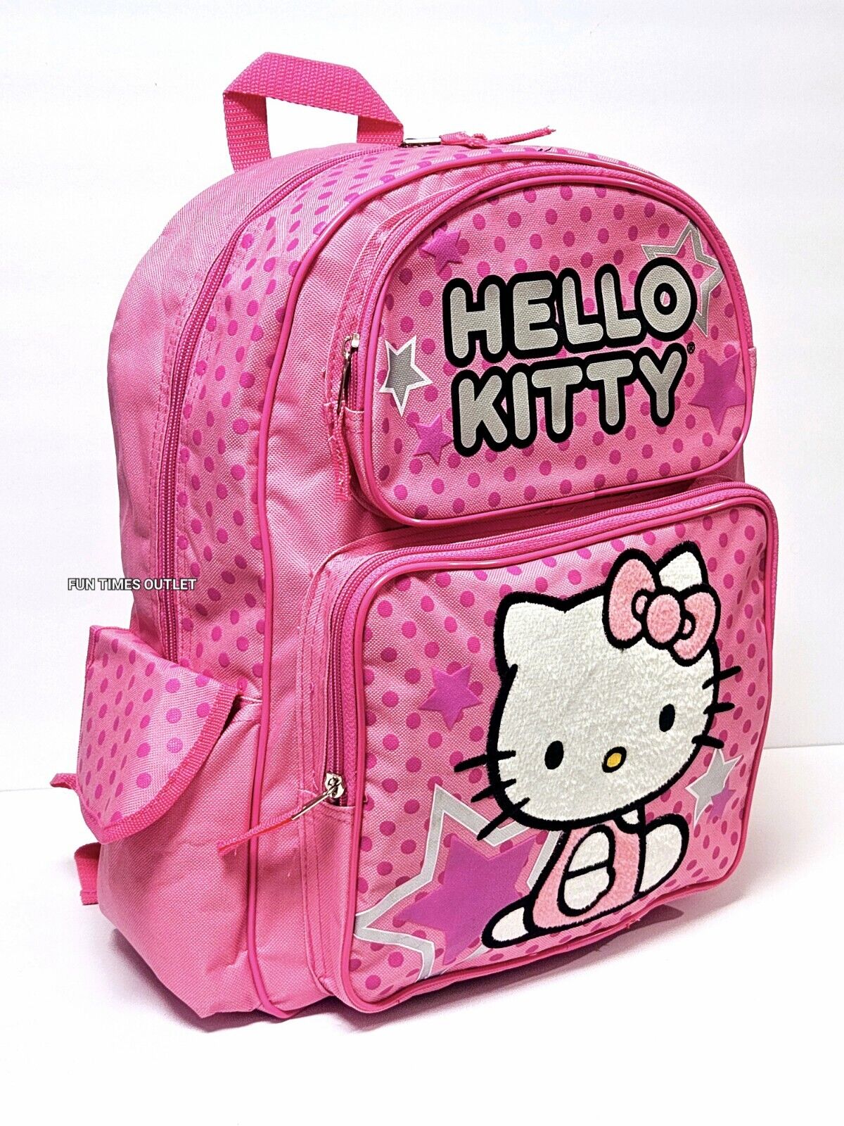 Sanrio Hello Kitty Pink Large 16" School Backpack Canvas Pink Girls Travel Bag